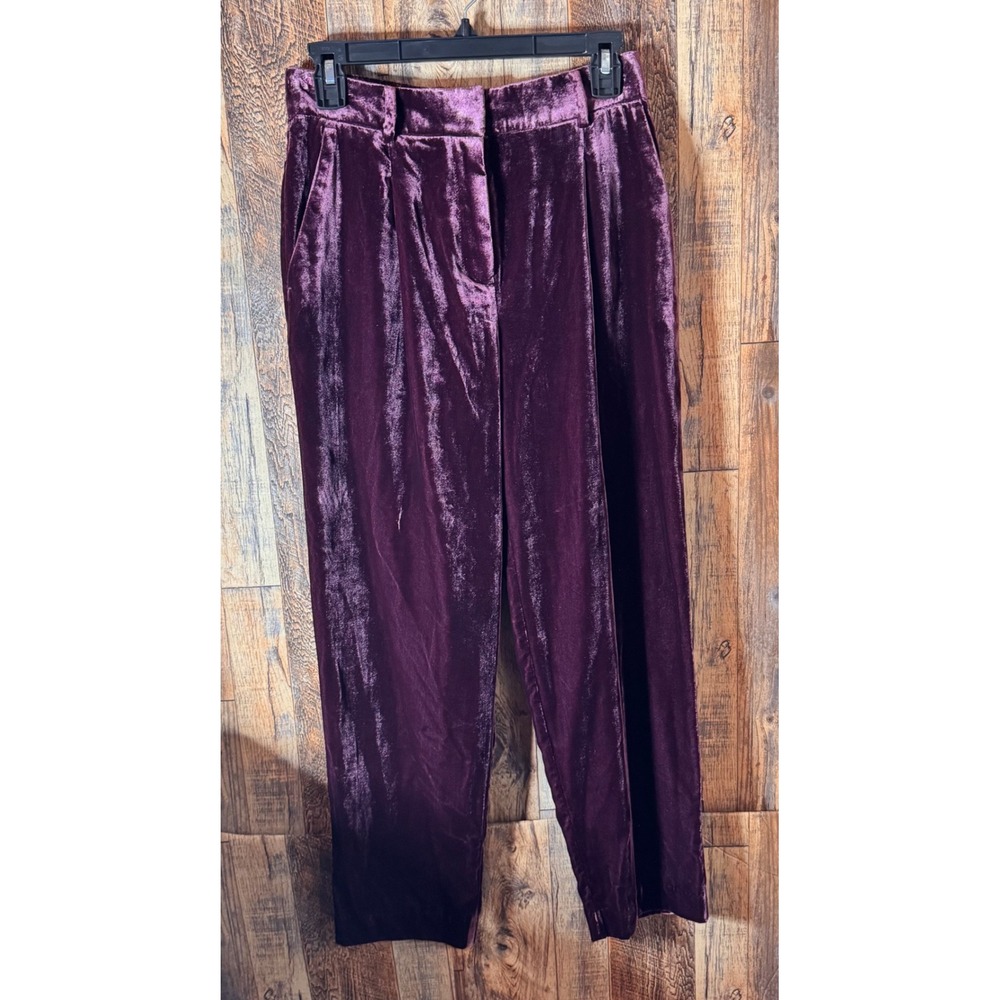 Loft Velvet Pants Womens Size 0 Plum Purple Dressy Career‎ Casual